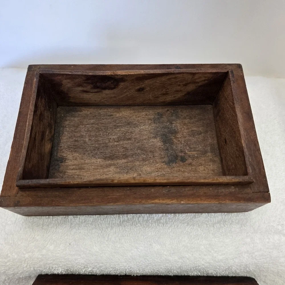 Vtg Hand Carved Wooden Trinket Box Lidded Intricate Geometric Boho Hippiecore